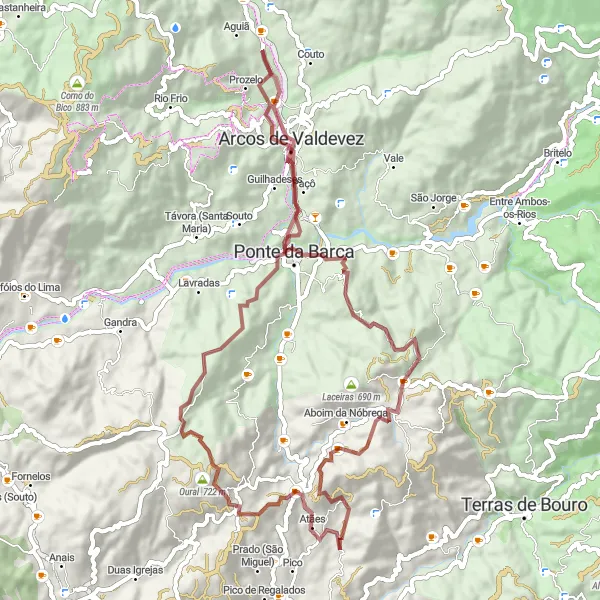 Miniatura do mapa de inspiração para ciclismo "Trilho de Arcos de Valdevez" em Norte, Portugal. Gerado pelo planejador de rotas de ciclismo Tarmacs.app