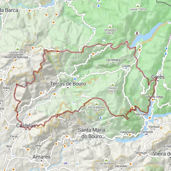 Miniatura do mapa de inspiração para ciclismo "Volta de Gerês" em Norte, Portugal. Gerado pelo planejador de rotas de ciclismo Tarmacs.app