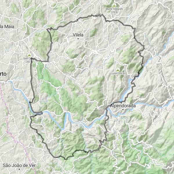 Miniatura do mapa de inspiração para ciclismo "Rota de Ciclismo Road Sandim Interiores" em Norte, Portugal. Gerado pelo planejador de rotas de ciclismo Tarmacs.app