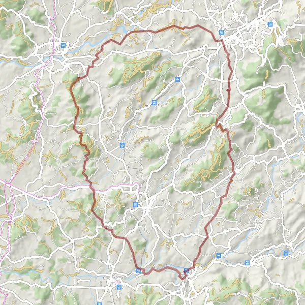 Miniatura do mapa de inspiração para ciclismo "Caminho das Montanhas" em Norte, Portugal. Gerado pelo planejador de rotas de ciclismo Tarmacs.app