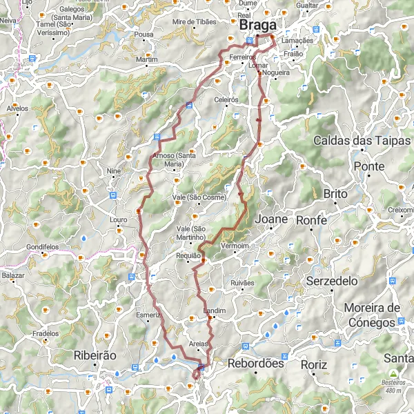 Miniatura do mapa de inspiração para ciclismo "Caminho da Portela" em Norte, Portugal. Gerado pelo planejador de rotas de ciclismo Tarmacs.app