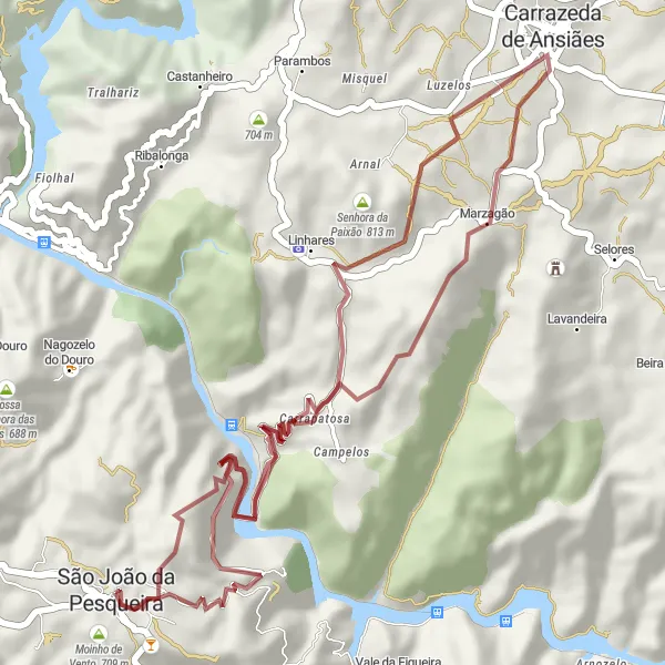 Miniatura do mapa de inspiração para ciclismo "Desafio Vertical" em Norte, Portugal. Gerado pelo planejador de rotas de ciclismo Tarmacs.app