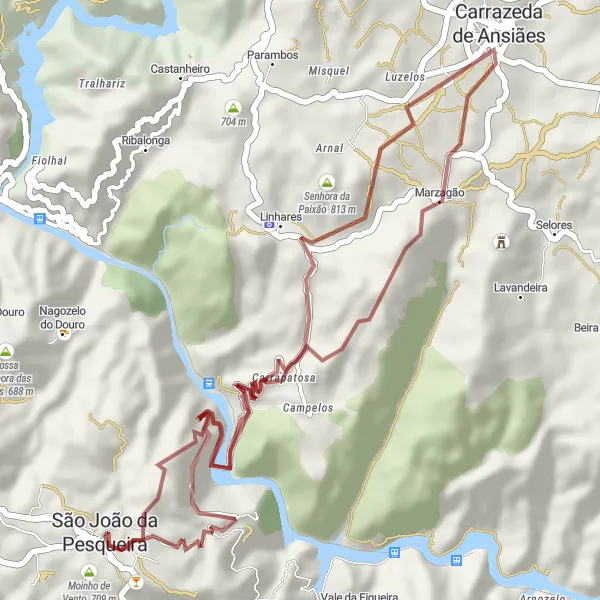 Map miniature of "Gravel Adventure" cycling inspiration in Norte, Portugal. Generated by Tarmacs.app cycling route planner