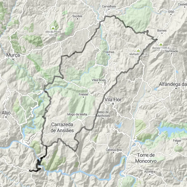 Map miniature of "Serra do Marão Loop" cycling inspiration in Norte, Portugal. Generated by Tarmacs.app cycling route planner