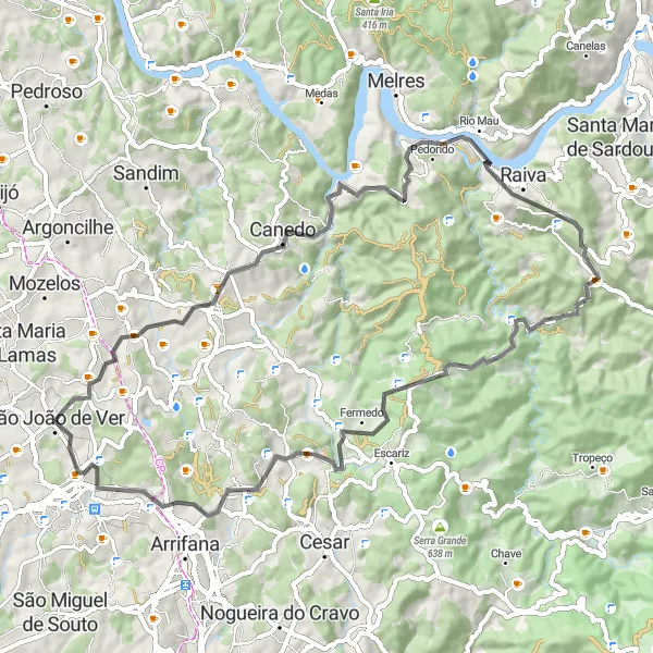 Miniatura do mapa de inspiração para ciclismo "Rota dos Mosteiros e Capelas" em Norte, Portugal. Gerado pelo planejador de rotas de ciclismo Tarmacs.app