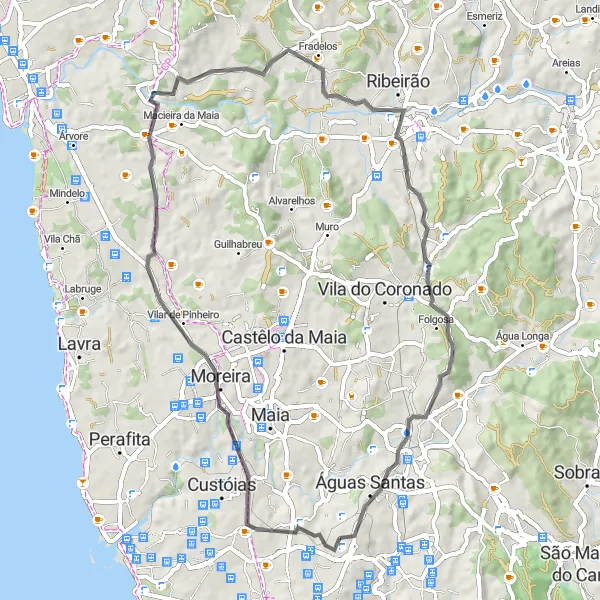 Miniatura do mapa de inspiração para ciclismo "Passeio encantador pela região" em Norte, Portugal. Gerado pelo planejador de rotas de ciclismo Tarmacs.app