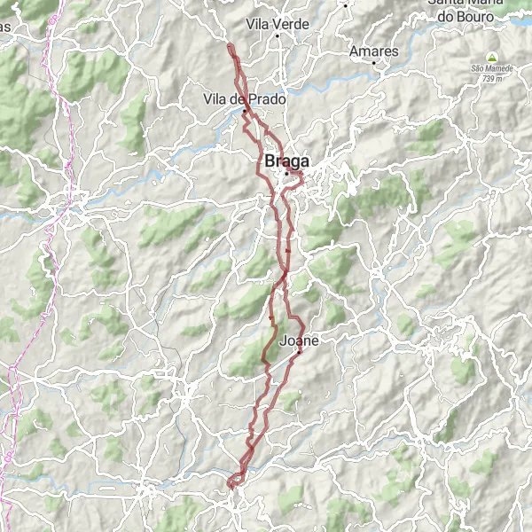 Miniatura do mapa de inspiração para ciclismo "Aventura pelos Monte das Eiras" em Norte, Portugal. Gerado pelo planejador de rotas de ciclismo Tarmacs.app
