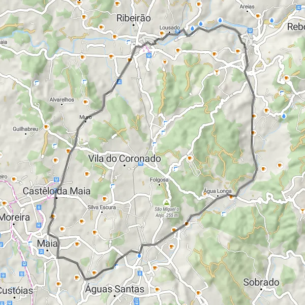 Miniatura do mapa de inspiração para ciclismo "Circuito de Santo Tirso" em Norte, Portugal. Gerado pelo planejador de rotas de ciclismo Tarmacs.app