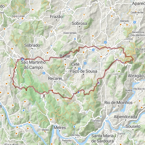 Miniatura do mapa de inspiração para ciclismo "Aventura pelas montanhas e ruínas" em Norte, Portugal. Gerado pelo planejador de rotas de ciclismo Tarmacs.app