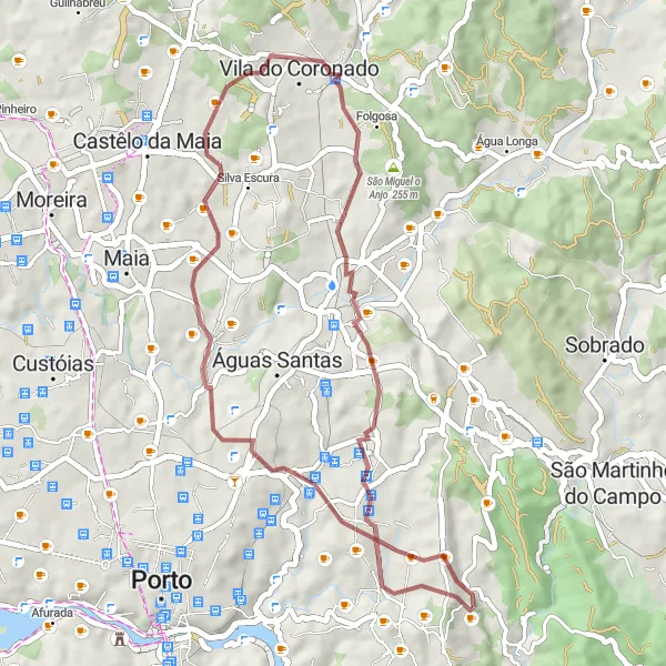Miniatura do mapa de inspiração para ciclismo "Rota pelas colinas verdes" em Norte, Portugal. Gerado pelo planejador de rotas de ciclismo Tarmacs.app