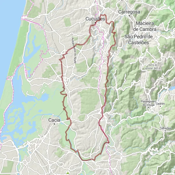 Map miniature of "São Roque to Albergaria-a-Velha" cycling inspiration in Norte, Portugal. Generated by Tarmacs.app cycling route planner