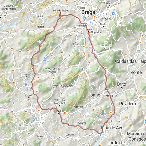 Map miniature of "Semelhe Loop" cycling inspiration in Norte, Portugal. Generated by Tarmacs.app cycling route planner