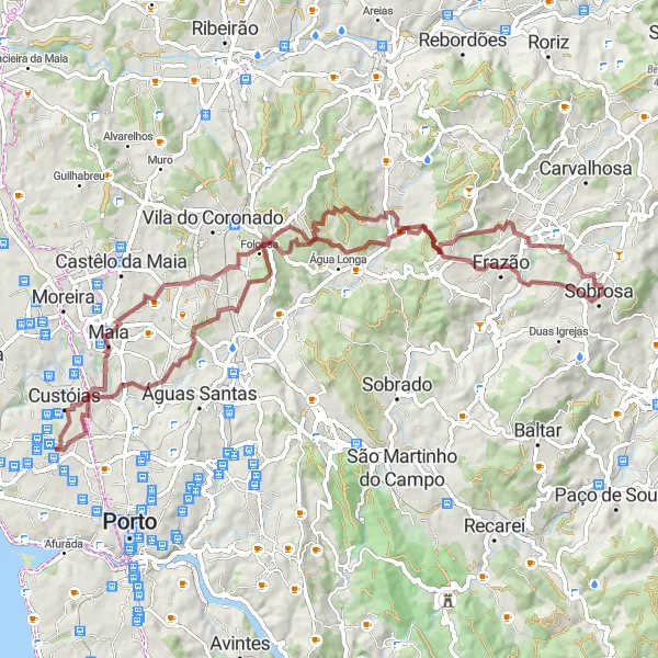 Map miniature of "Hidden Trails and Rural Delights" cycling inspiration in Norte, Portugal. Generated by Tarmacs.app cycling route planner