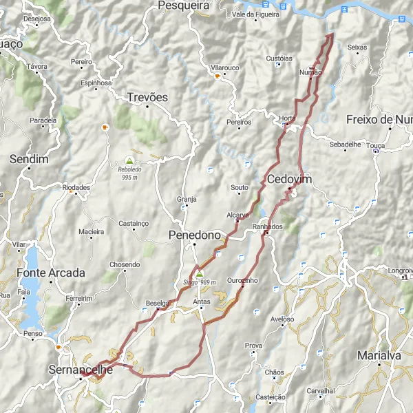 Miniatura do mapa de inspiração para ciclismo "Rota dos Castanheiros" em Norte, Portugal. Gerado pelo planejador de rotas de ciclismo Tarmacs.app