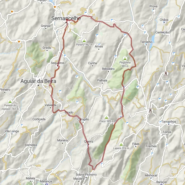 Miniatura do mapa de inspiração para ciclismo "Trilho das Aldeias de Granito" em Norte, Portugal. Gerado pelo planejador de rotas de ciclismo Tarmacs.app
