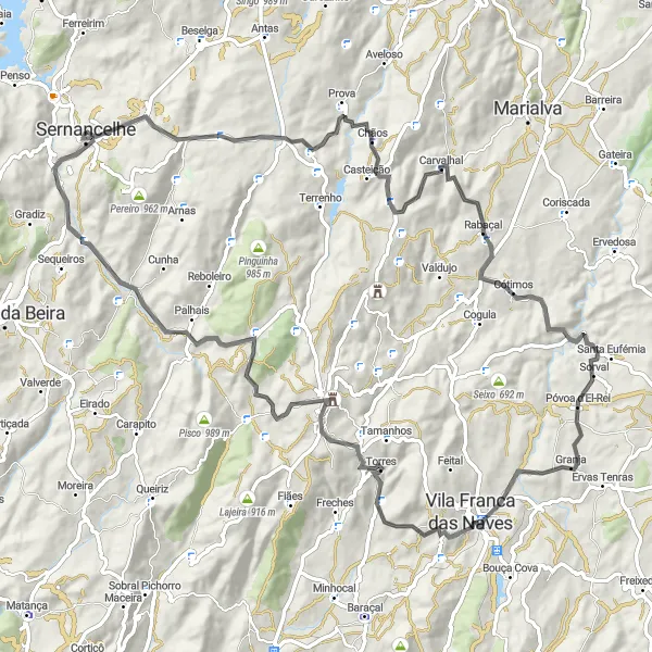 Miniatura do mapa de inspiração para ciclismo "Rota da História e Natureza" em Norte, Portugal. Gerado pelo planejador de rotas de ciclismo Tarmacs.app