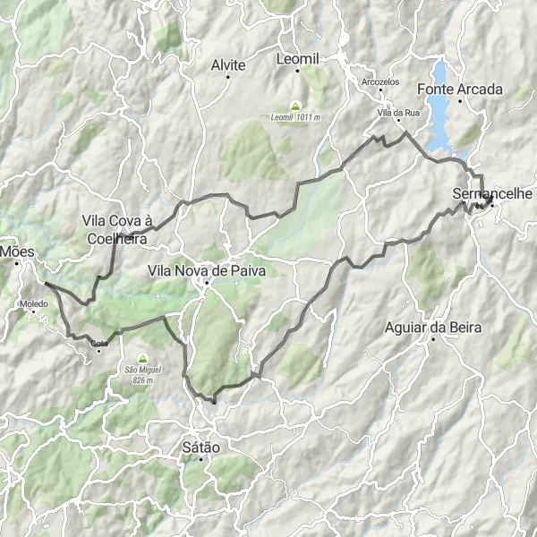 Miniatura do mapa de inspiração para ciclismo "Rota dos Vales Verdes" em Norte, Portugal. Gerado pelo planejador de rotas de ciclismo Tarmacs.app