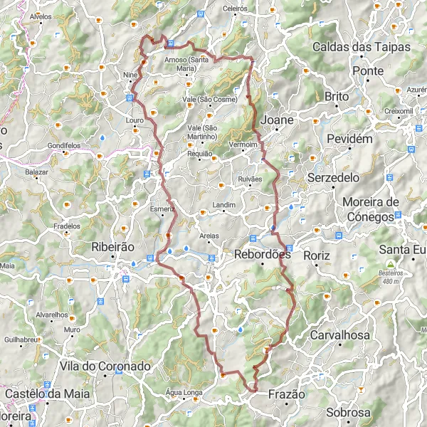 Map miniature of "Lemenhe Adventure Gravel Route" cycling inspiration in Norte, Portugal. Generated by Tarmacs.app cycling route planner