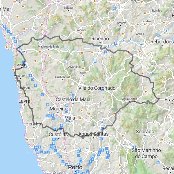 Miniatura do mapa de inspiração para ciclismo "Descoberta de Ermesinde a Seroa" em Norte, Portugal. Gerado pelo planejador de rotas de ciclismo Tarmacs.app