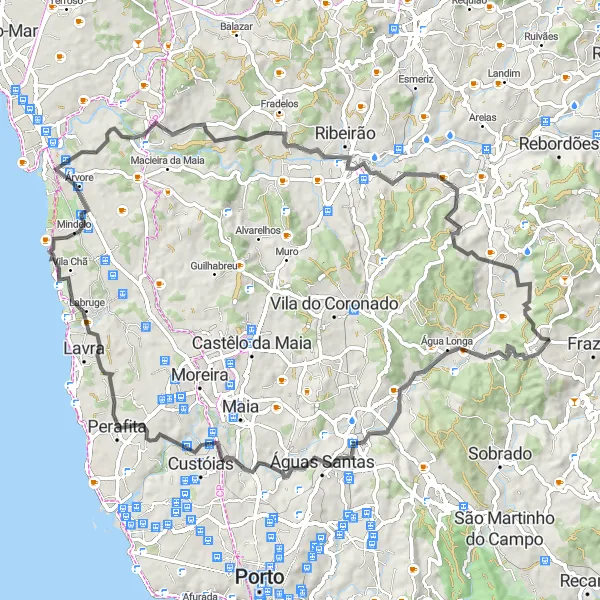 Map miniature of "Ermesinde Exploration" cycling inspiration in Norte, Portugal. Generated by Tarmacs.app cycling route planner