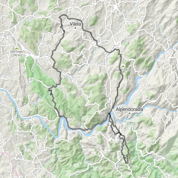 Miniatura do mapa de inspiração para ciclismo "Rota de Estrada Modelos - Monte Alto" em Norte, Portugal. Gerado pelo planejador de rotas de ciclismo Tarmacs.app