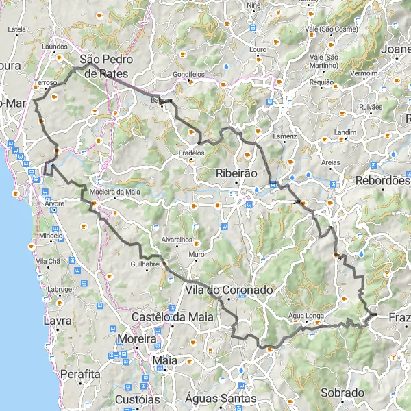 Map miniature of "Agrela Cycling Experience" cycling inspiration in Norte, Portugal. Generated by Tarmacs.app cycling route planner