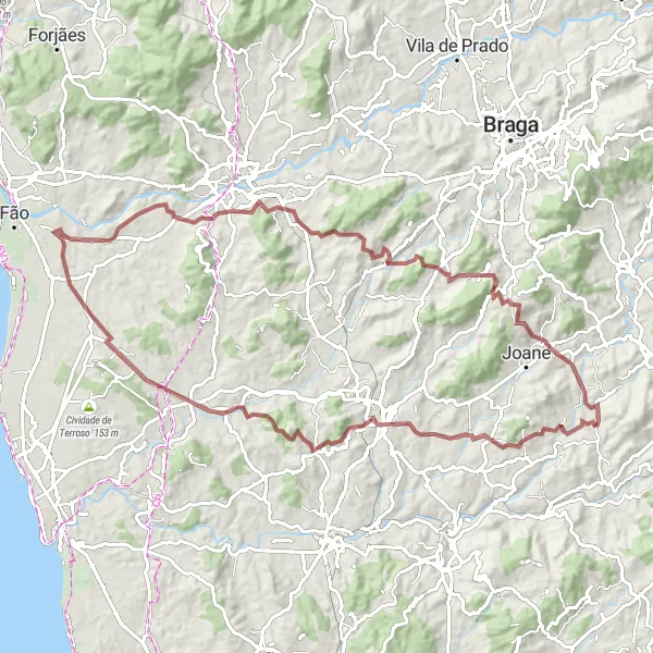 Miniatura do mapa de inspiração para ciclismo "Caminho das Quintas" em Norte, Portugal. Gerado pelo planejador de rotas de ciclismo Tarmacs.app