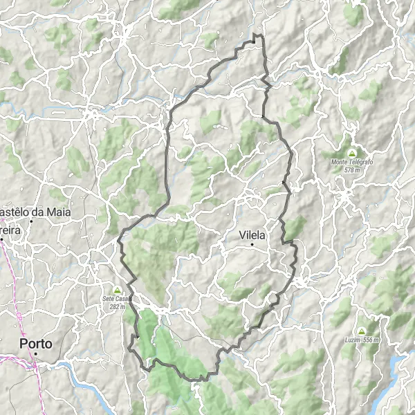 Miniatura do mapa de inspiração para ciclismo "Circuito das Montanhas de Ferreira" em Norte, Portugal. Gerado pelo planejador de rotas de ciclismo Tarmacs.app