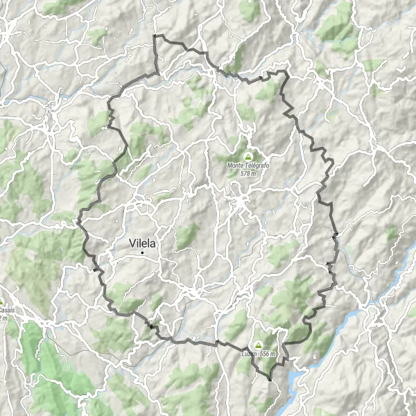 Miniatura do mapa de inspiração para ciclismo "Desafio das Colinas de Vila Meã" em Norte, Portugal. Gerado pelo planejador de rotas de ciclismo Tarmacs.app