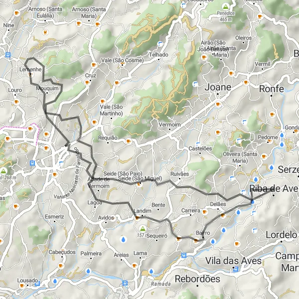 Miniatura do mapa de inspiração para ciclismo "Rota de Estrada em Serzedelo" em Norte, Portugal. Gerado pelo planejador de rotas de ciclismo Tarmacs.app
