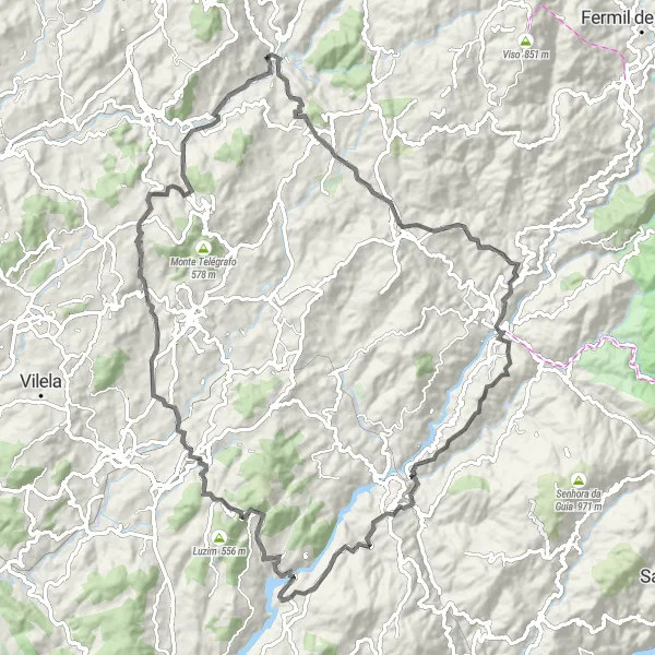 Map miniature of "Scenic Road Cycling Tour of Serzedo and Beyond" cycling inspiration in Norte, Portugal. Generated by Tarmacs.app cycling route planner