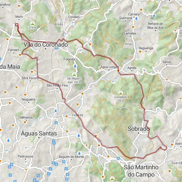 Miniatura do mapa de inspiração para ciclismo "Trilhas de Sobrado" em Norte, Portugal. Gerado pelo planejador de rotas de ciclismo Tarmacs.app