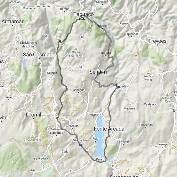 Miniatura do mapa de inspiração para ciclismo "Rota da Vinha e do Rio Douro" em Norte, Portugal. Gerado pelo planejador de rotas de ciclismo Tarmacs.app