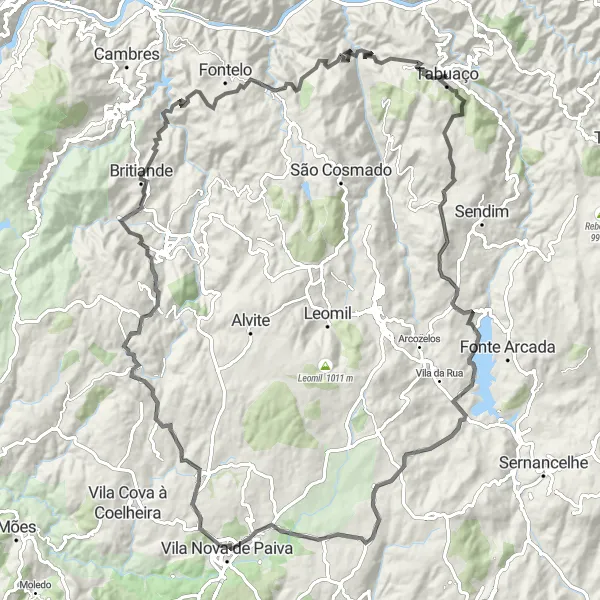 Miniatura do mapa de inspiração para ciclismo "Exploração da Rota de Tarouca e Armamar - Norte, Portugal" em Norte, Portugal. Gerado pelo planejador de rotas de ciclismo Tarmacs.app