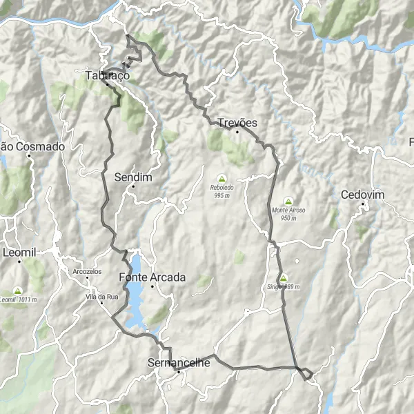 Miniatura do mapa de inspiração para ciclismo "Rota das Vinhas e Aldeias" em Norte, Portugal. Gerado pelo planejador de rotas de ciclismo Tarmacs.app