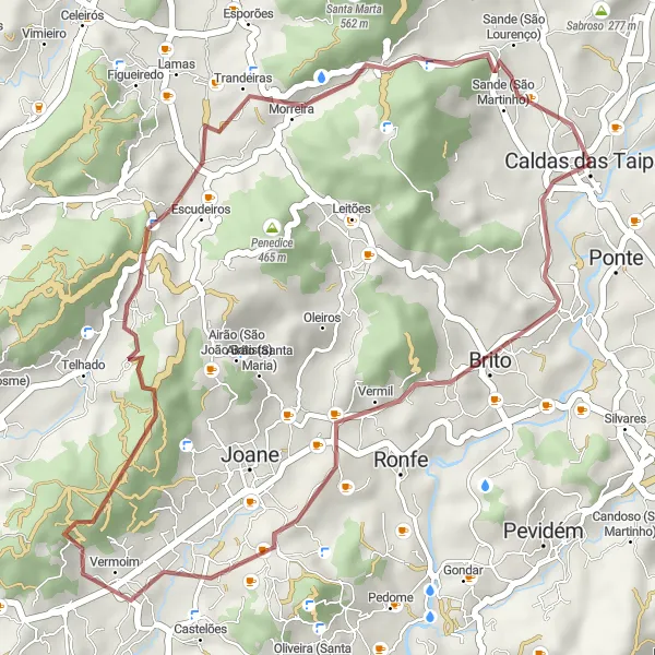 Miniatura do mapa de inspiração para ciclismo "Rota Aventureira pelo Gravel" em Norte, Portugal. Gerado pelo planejador de rotas de ciclismo Tarmacs.app