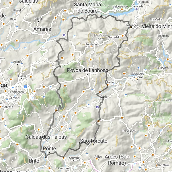 Miniatura do mapa de inspiração para ciclismo "Desafio na Serra dos Picos" em Norte, Portugal. Gerado pelo planejador de rotas de ciclismo Tarmacs.app