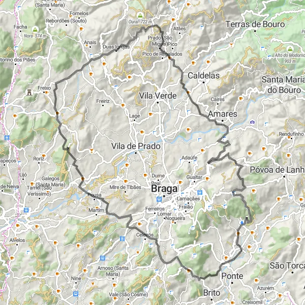 Miniatura do mapa de inspiração para ciclismo "Volta pelo Vale do Ave" em Norte, Portugal. Gerado pelo planejador de rotas de ciclismo Tarmacs.app