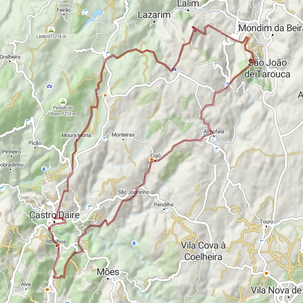 Miniatura do mapa de inspiração para ciclismo "Rota Cénica de Gravel Cycling Perto de Tarouca" em Norte, Portugal. Gerado pelo planejador de rotas de ciclismo Tarmacs.app