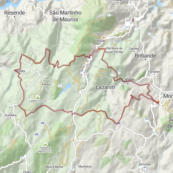 Miniatura do mapa de inspiração para ciclismo "Rota Aventurosa de Gravel Cycling Perto de Tarouca" em Norte, Portugal. Gerado pelo planejador de rotas de ciclismo Tarmacs.app