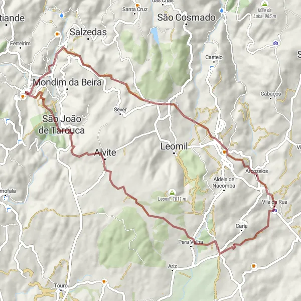 Miniatura do mapa de inspiração para ciclismo "Aventura nas Estradas de Terra" em Norte, Portugal. Gerado pelo planejador de rotas de ciclismo Tarmacs.app