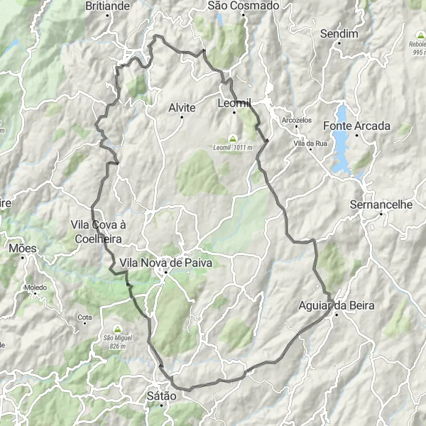 Miniatura do mapa de inspiração para ciclismo "Rota Panorâmica de Road Cycling Perto de Tarouca" em Norte, Portugal. Gerado pelo planejador de rotas de ciclismo Tarmacs.app