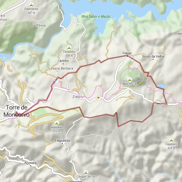 Miniatura do mapa de inspiração para ciclismo "Rota de Gravel Torre de Moncorvo - Felgar - Reboredo - Fonte Doutor Santiago" em Norte, Portugal. Gerado pelo planejador de rotas de ciclismo Tarmacs.app