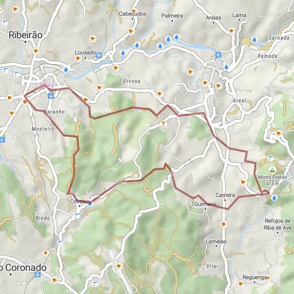 Miniatura do mapa de inspiração para ciclismo "Campos e Montanhas de Trofa" em Norte, Portugal. Gerado pelo planejador de rotas de ciclismo Tarmacs.app