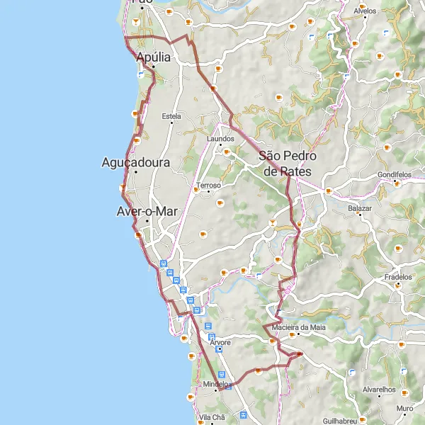 Miniatura do mapa de inspiração para ciclismo "Rota do Pelourinho de Vila do Conde" em Norte, Portugal. Gerado pelo planejador de rotas de ciclismo Tarmacs.app