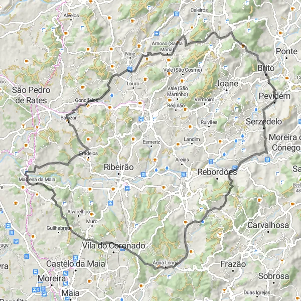 Miniatura do mapa de inspiração para ciclismo "Rota dos Santuários e Paisagens Naturais" em Norte, Portugal. Gerado pelo planejador de rotas de ciclismo Tarmacs.app