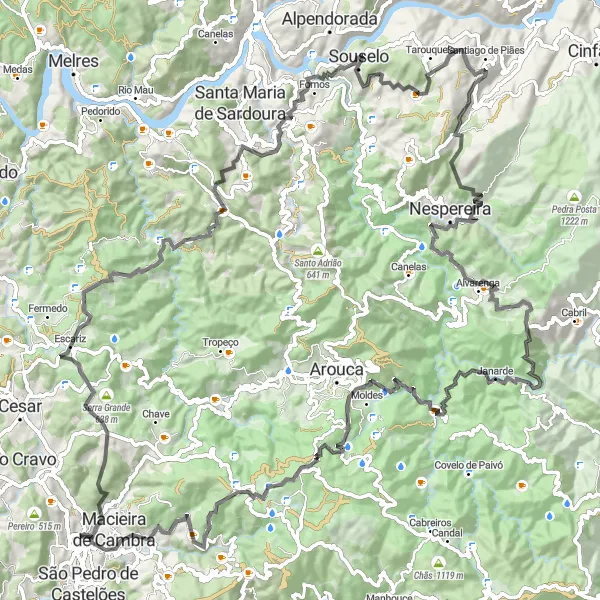 Map miniature of "Ultimate Road Challenge" cycling inspiration in Norte, Portugal. Generated by Tarmacs.app cycling route planner