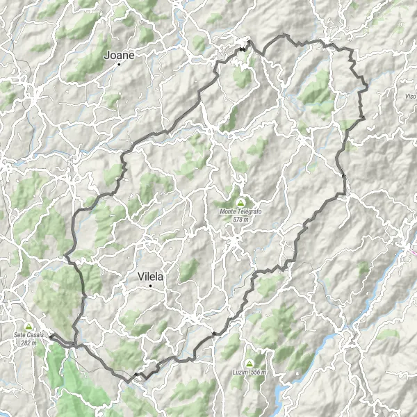 Map miniature of "Valongo challenging road route" cycling inspiration in Norte, Portugal. Generated by Tarmacs.app cycling route planner