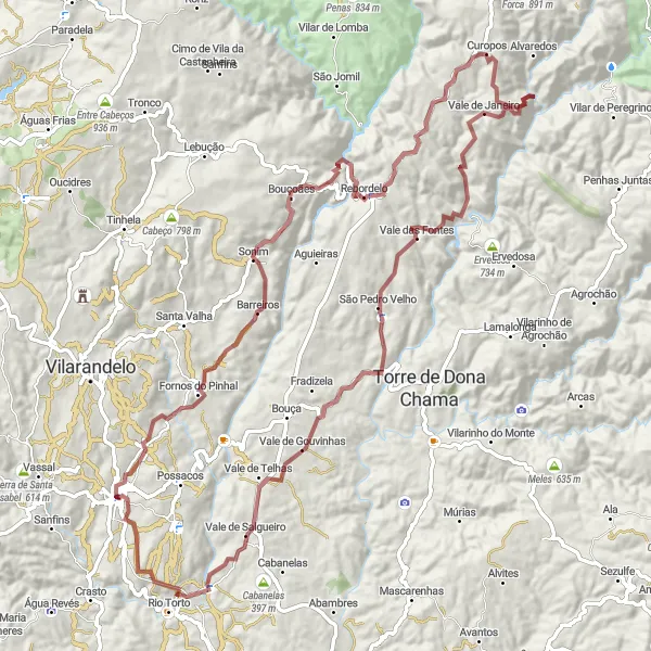 Miniatura do mapa de inspiração para ciclismo "Trilho de Aventura Valpaços" em Norte, Portugal. Gerado pelo planejador de rotas de ciclismo Tarmacs.app