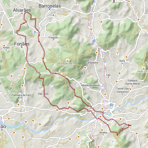 Miniatura do mapa de inspiração para ciclismo "Exploração Gravel em Aldreu" em Norte, Portugal. Gerado pelo planejador de rotas de ciclismo Tarmacs.app